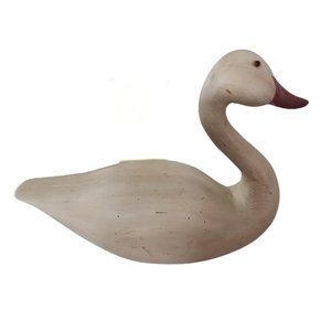 VTG Carved Wood White Swan Duck Decoy C.P.I. 101  SWAN & Signed EC84-; 20x14x 8